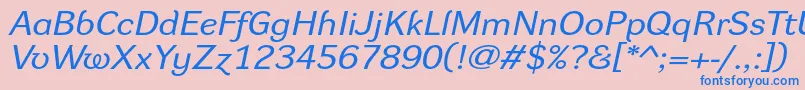 DynagroteskrxeItalic Font – Blue Fonts on Pink Background