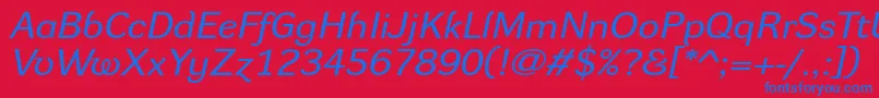 DynagroteskrxeItalic Font – Blue Fonts on Red Background