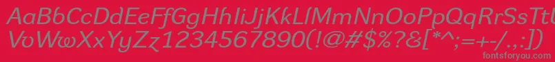 DynagroteskrxeItalic-Schriftart – Graue Schriften auf rotem Hintergrund