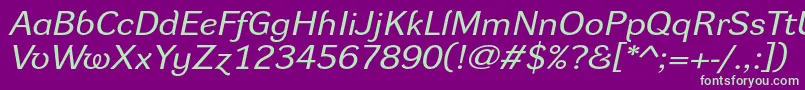 DynagroteskrxeItalic Font – Green Fonts on Purple Background