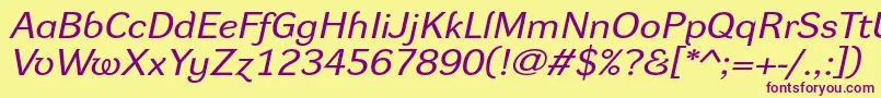 DynagroteskrxeItalic Font – Purple Fonts on Yellow Background