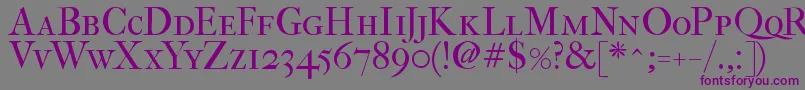 フォントImFellFrenchCanonRomanSc – 紫色のフォント、灰色の背景