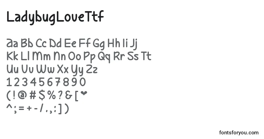 Czcionka LadybugLoveTtf – alfabet, cyfry, specjalne znaki