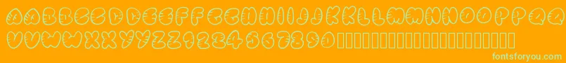 Strippedrounded-Schriftart – Grüne Schriften auf orangefarbenem Hintergrund