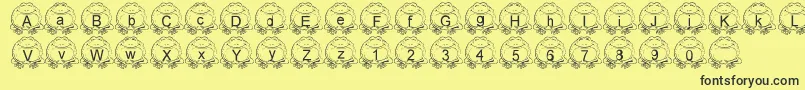 フォントLmsPillToad – 黒い文字の黄色い背景