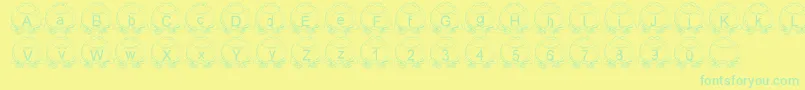 フォントLmsPillToad – 黄色い背景に緑の文字