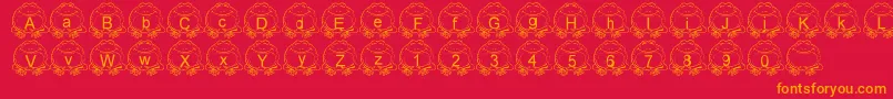 Police LmsPillToad – polices orange sur fond rouge