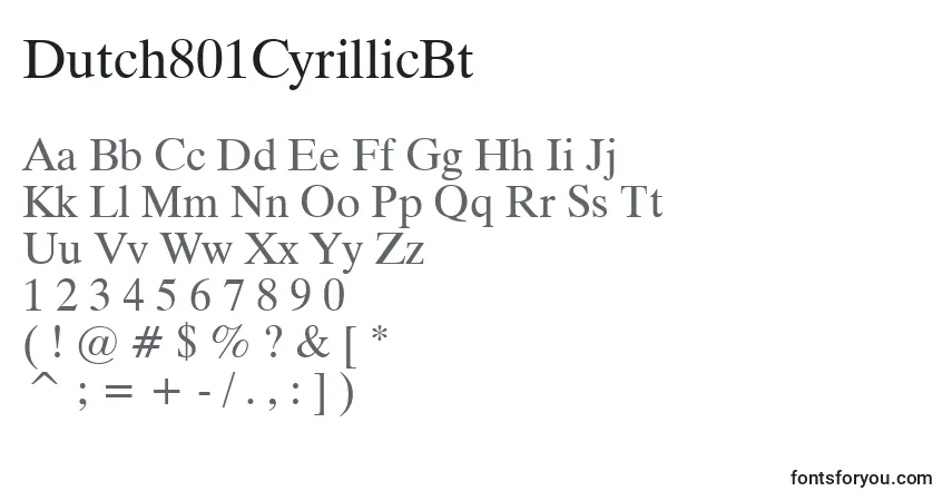 Czcionka Dutch801CyrillicBt – alfabet, cyfry, specjalne znaki