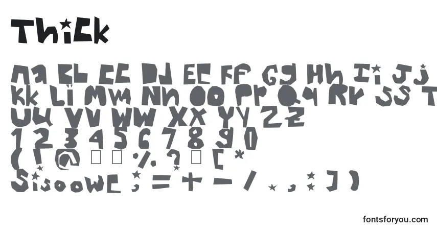 Schriftart Thick – Alphabet, Zahlen, spezielle Symbole