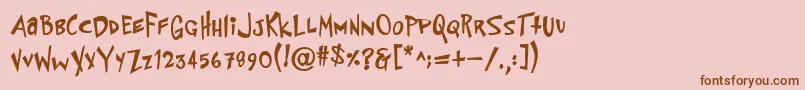 Fonte PfflyingsaucerBoldBold – fontes marrons em um fundo rosa