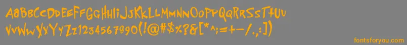 フォントPfflyingsaucerBoldBold – オレンジの文字は灰色の背景にあります。