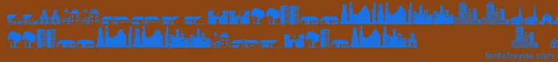 Шрифт Little City 2000 – синие шрифты на коричневом фоне