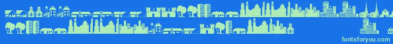 Little City 2000-Schriftart – Grüne Schriften auf blauem Hintergrund