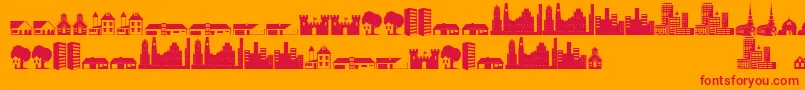 Czcionka Little City 2000 – czerwone czcionki na pomarańczowym tle