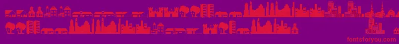 Little City 2000-Schriftart – Rote Schriften auf violettem Hintergrund