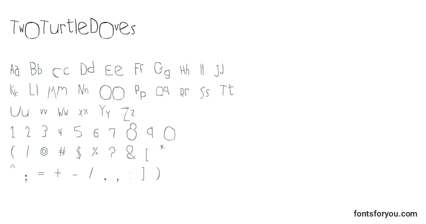 A fonte TwoTurtleDoves – alfabeto, números, caracteres especiais