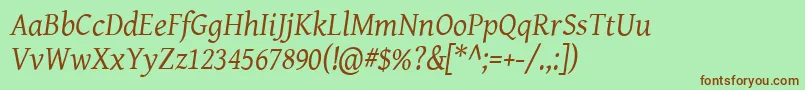 Geni102 Font – Brown Fonts on Green Background