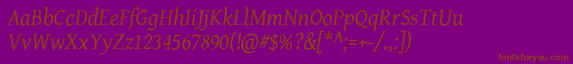Fonte Geni102 – fontes marrons em um fundo roxo