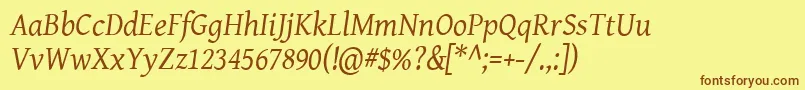 Geni102 Font – Brown Fonts on Yellow Background