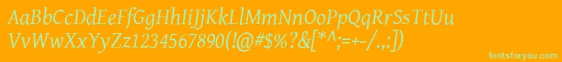 Geni102 Font – Green Fonts on Orange Background