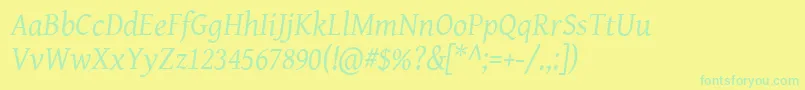 Geni102 Font – Green Fonts on Yellow Background