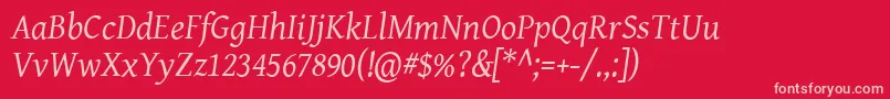 Geni102 Font – Pink Fonts on Red Background