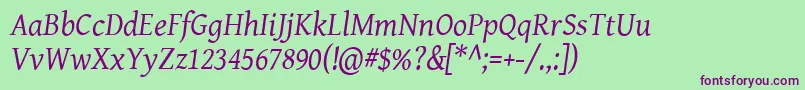 Geni102 Font – Purple Fonts on Green Background