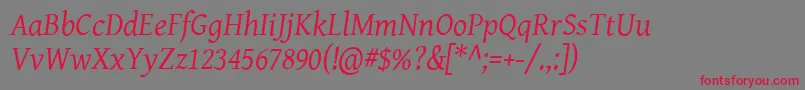 Geni102 Font – Red Fonts on Gray Background