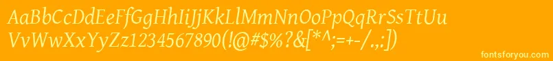 Geni102 Font – Yellow Fonts on Orange Background