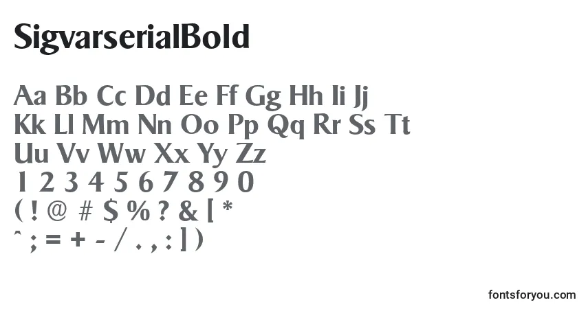 A fonte SigvarserialBold – alfabeto, números, caracteres especiais