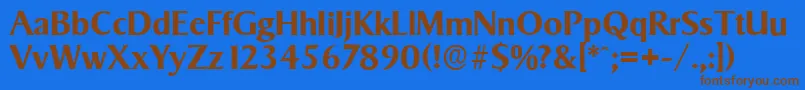 フォントSigvarserialBold – 茶色の文字が青い背景にあります。