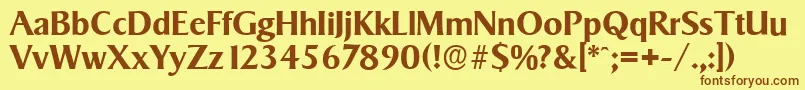 フォントSigvarserialBold – 茶色の文字が黄色の背景にあります。