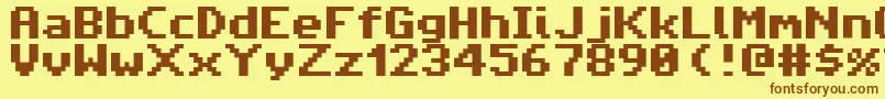 フォントAmigaForeverPro2 – 茶色の文字が黄色の背景にあります。