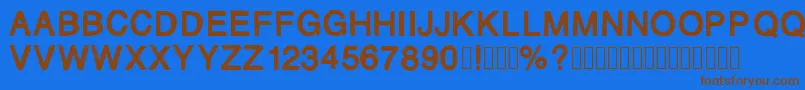 フォントMjletter2 – 茶色の文字が青い背景にあります。