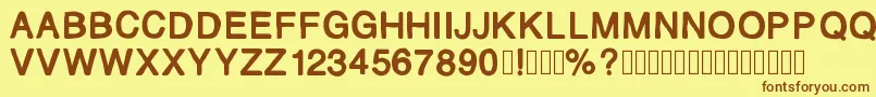 フォントMjletter2 – 茶色の文字が黄色の背景にあります。