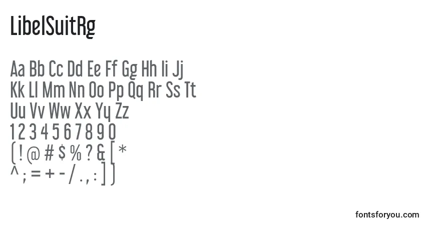 A fonte LibelSuitRg – alfabeto, números, caracteres especiais