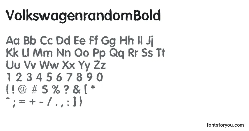 Шрифт VolkswagenrandomBold – алфавит, цифры, специальные символы