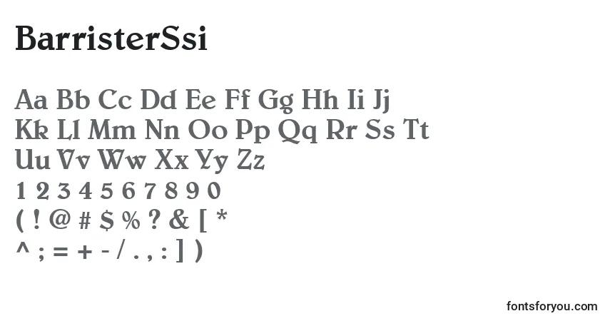 Czcionka BarristerSsi – alfabet, cyfry, specjalne znaki