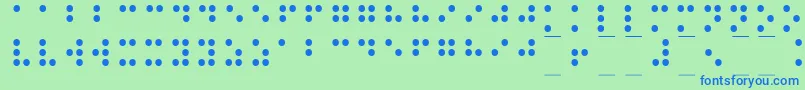 Braille1-fontti – siniset fontit vihreällä taustalla