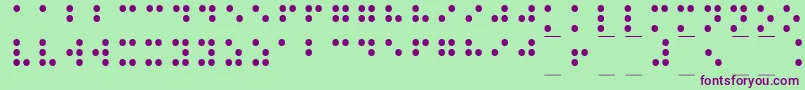 Braille1-fontti – violetit fontit vihreällä taustalla