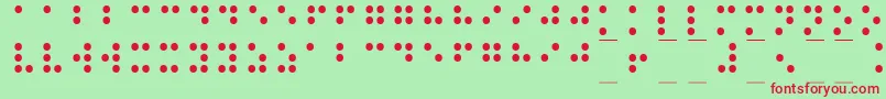 Braille1-fontti – punaiset fontit vihreällä taustalla