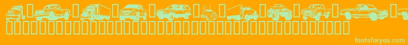 TrucksForJudyS-Schriftart – Grüne Schriften auf orangefarbenem Hintergrund