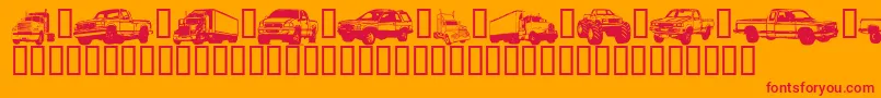 TrucksForJudyS-Schriftart – Rote Schriften auf orangefarbenem Hintergrund