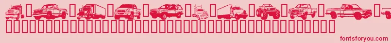 フォントTrucksForJudyS – ピンクの背景に赤い文字