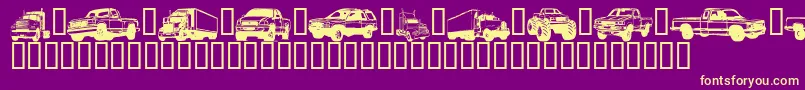 TrucksForJudyS-Schriftart – Gelbe Schriften auf violettem Hintergrund