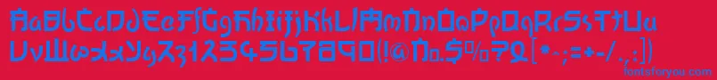 Kato ffy Font – Blue Fonts on Red Background