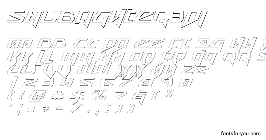 Schriftart Snubfighter3Di – Alphabet, Zahlen, spezielle Symbole