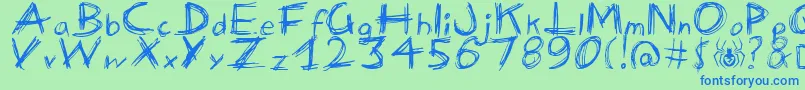 Czcionka ManicDepressive – niebieskie czcionki na zielonym tle