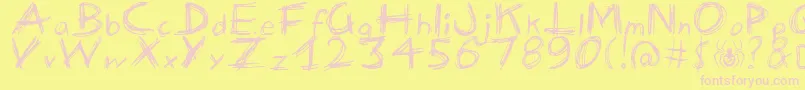 ManicDepressive-Schriftart – Rosa Schriften auf gelbem Hintergrund