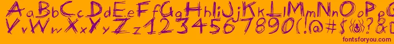 Fonte ManicDepressive – fontes roxas em um fundo laranja